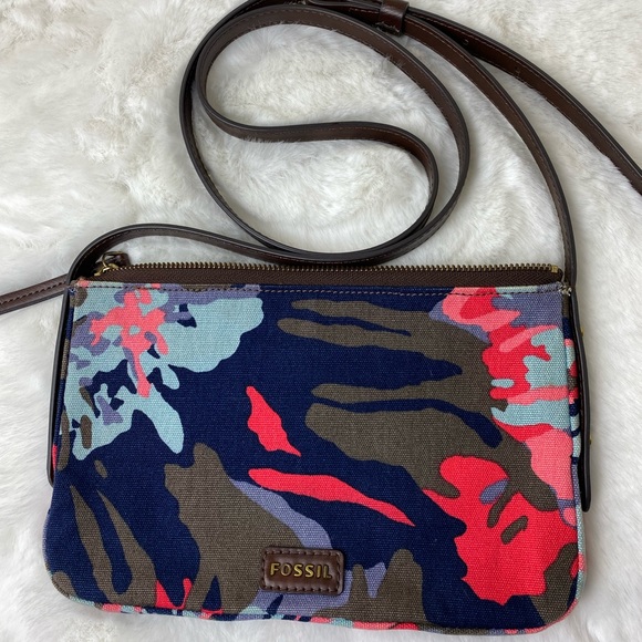 FOSSIL JENNA SMALL CROSSBODY FLORAL PURSE BAG - Picture 1 of 6